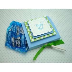  NEW! Personalized Baby Boy Lollipop Favors, Blue and Green 