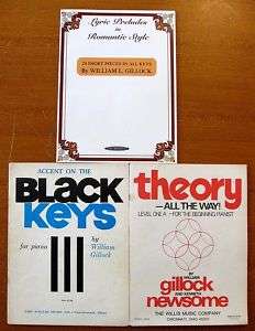 Lot of 3 William Gillock Piano Books Black Keys ,Theory 9780874876499 