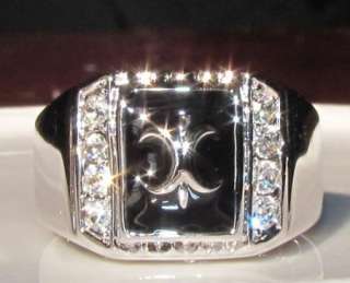 MENS WAR Band Ring USE swarovski crystal WHITE GOLD GP ENGAGEMENT RING 