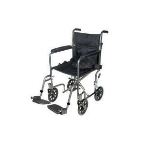   Medical 19 Steel Transport Chair, Black Upholstery, Silver Vein Finish