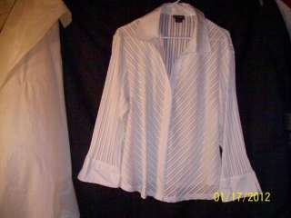 Ladies 18W Rafaella Ivory Long Sleeved Button Front Blouse  
