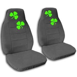  2 charocoal car seat covers with lucky shamrocks for a 