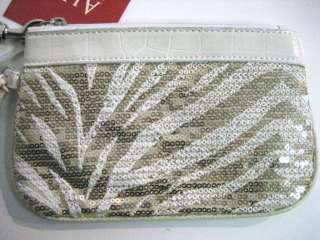 Zebra GOLD with off white Trims Wristlet sequined New Free Ship  