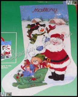 HAPPY HOLLY DAYS STOCKING Christmas Crewel Kit RARE  