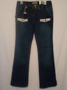 Clash stretch jeans jrs 7 flare leg beaded pockets NWT  
