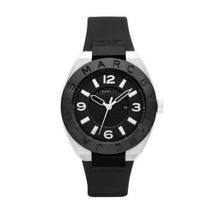 MARC JACOBS ROYALE BLACK SILICONE & SILVER WATCH MBM5523 NEW  