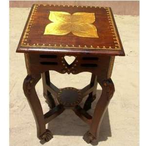   Brass Work End Nightstand Side Bedside Accent Table Furniture & Decor
