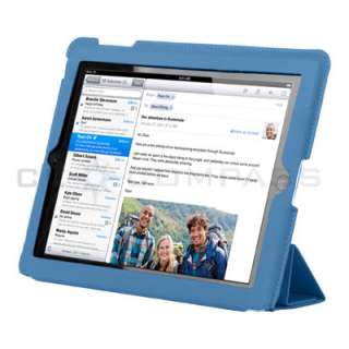 Blue Smart Cover Leather Case Stand Magnetic for iPad 2  