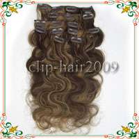 20 7 pcs Wavy Human Hair Clips On In Extensions #4/27  