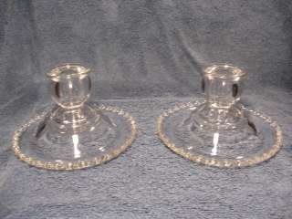 Candlewick Glass Candlestick Holders Imperial Beaded  