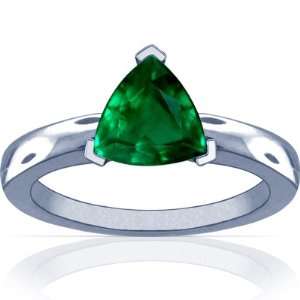  Platinum Triangle Cut Emerald Solitaire Ring Jewelry