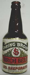 1910s Spring Brook Birch Beer Bottle   Pittston, PA  