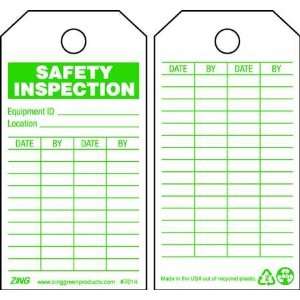 ZING 7014 Safety Inspection Tag,Green/White,PK 10