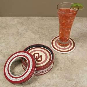  Oklahoma Sooners 4 Pack Coasters with Tin Kitchen 