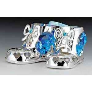  Baby Shoes Silver Plated Swarovski Crystal Ornament Fig 