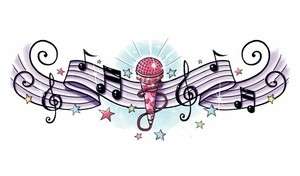 ROCK STAR MUSICAL NOTES LOWER BACK Temporary Tattoo  
