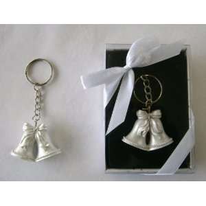 Celebration Set of 48 White Double Wedding Bells Key Chains Gift 