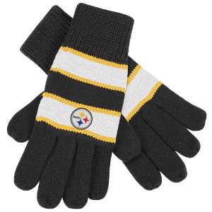   Steelers Womens Striped Gloves One Size Fits Most