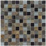   Charcoal Stone and Glass Mosaic Tiles (Pack of 10)  