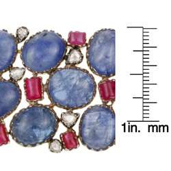   18k Gold Sapphire, Ruby, 5 3/5ct TDW Diamond Estate Bracelet (N, I2