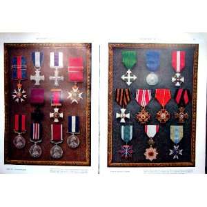  Ww1 War Decorations Medals Allies French Print 1927