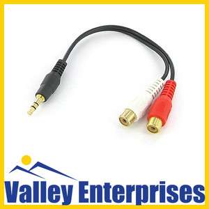 Stereo 3.5mm Gold Male Y Adapter to 2 RCA Female  