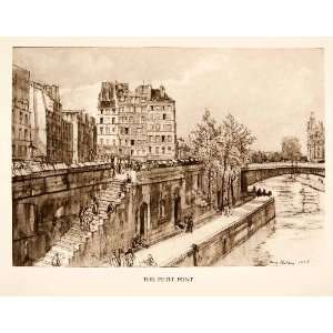   Bridge Seine River Paris Cityscape   Orig. Photolithograph Home