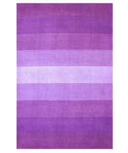 Hand tufted Purple Stripes Wool Rug (8 x 10)  
