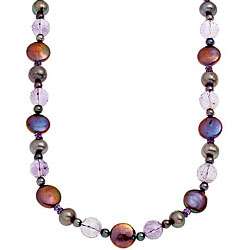   Zoe B 14k Gold Coin Pearl/ Amethyst Necklace (9.76 mm)  