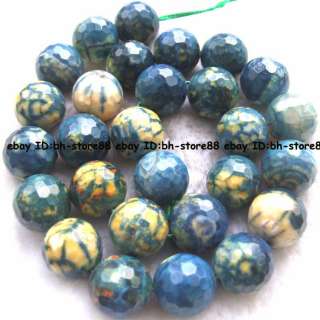 new round 14mm multicolor crab Agate faceted Beads 15  