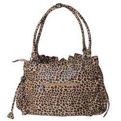   Collection Ruffled Accent Animal Print Tote Bag  Overstock