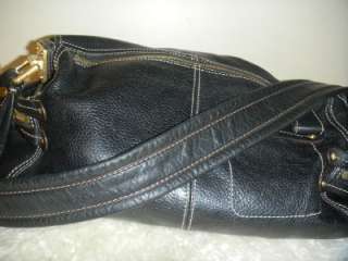 Makowsky Black Leather Shoulder Handbag Auth Black Color Hobo Bag 