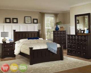 Piece King Poster Bed Cappuccino Master Bedroom Set  