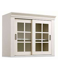 White Wall Storage Cabinet with Sliding Glass Doors  Overstock