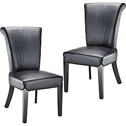 Madison Black Leather Side Chairs (Set of 2)  Overstock