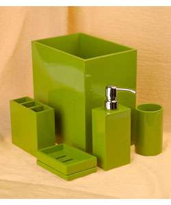   Green Lacquerware Bathroom Accessory Set by Croscill  