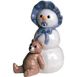 Royal Copenhagen Boy With Teddy Bear Snowman Figurine  Overstock