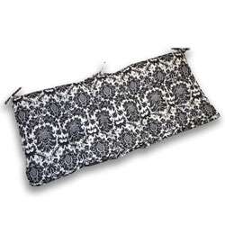 Dynasty Damask Square Outdoor Tufted Black/ White Bench Cushion 