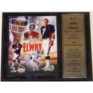 John Elway Photograph with Statistics Nested on a 12 x 15 Plaque 