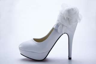 White Bridal Wedding Shoes Flowers High Heel Platform Women Shoes 