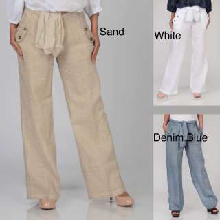 Elan Womens Linen Sash Waist Pants  Overstock