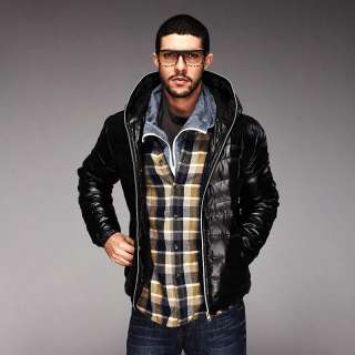 Vancl Mens Coat New Hot Sale Mens Slick Shiny Hooded Down Jacket 6 