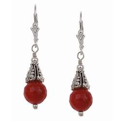 Charming Life Sterling Silver Red Sea Bamboo Coral Earrings 
