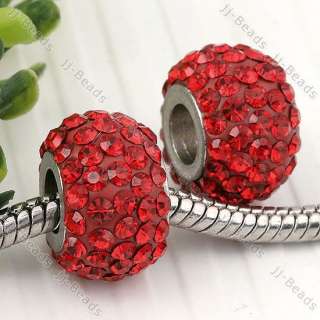 10 Color / 1pc Czech Crystal European Bead Stainless Steel Whole Core 
