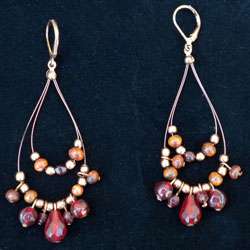 Handmade Copper Wire Burgundy Teardrop Earrings (India)   