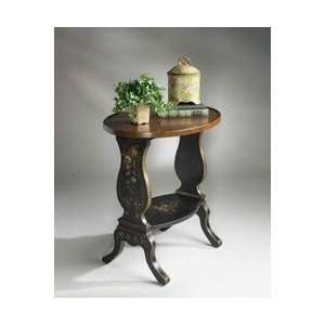    Butler Cherry and Hand Painted Accent Table: Furniture & Decor