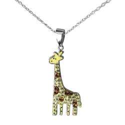 Sterling Silver Crystal Giraffe Necklace  Overstock