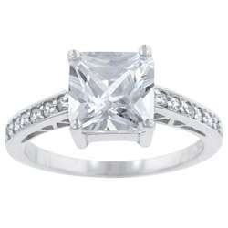 Sterling Silver Cubic Zirconia Engagement Ring  Overstock