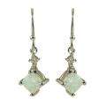Gems For You Sterling Silver Opal and White Topaz Dangle Earrings 