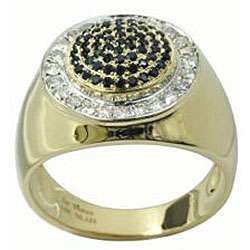 De Buman 10k Gold Mens Sapphire and 1/2ct TDW Diamond Ring (G H, SI1 